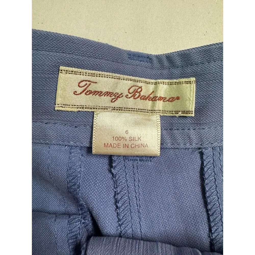 VINTAGE - TOMMY BAHAMA 100% Silk Periwinkle Blue Pleated Zip Front Shorts, Sz 6